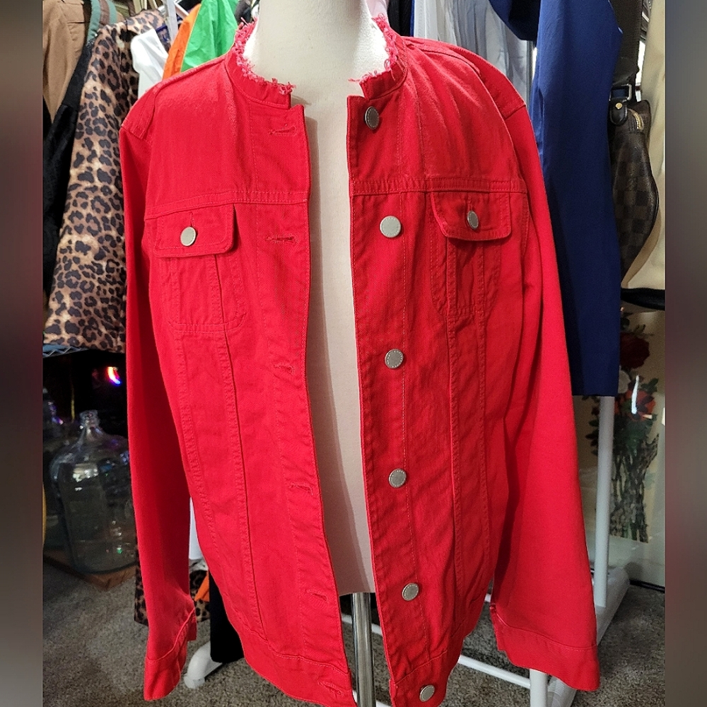 JBrand Christopher Kane Red Denim Jean Jacket